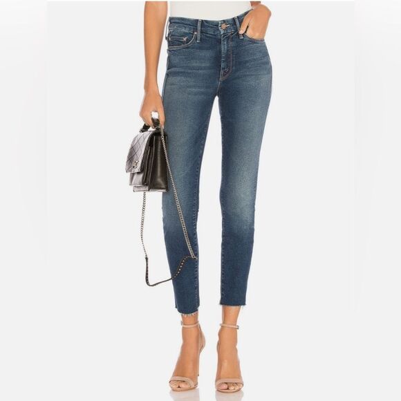 Mother The Looker Ankle Fray Mid Rise Skinny Jeans Blue Medium Wash Size 26 - Picture 1 of 11